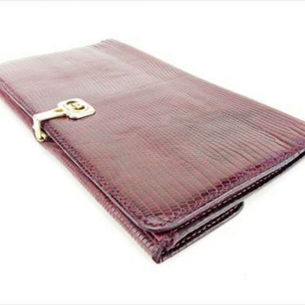 Gucci Wallet Purse Long Wallet Red Silver Woman unisex Authentic Used T7127